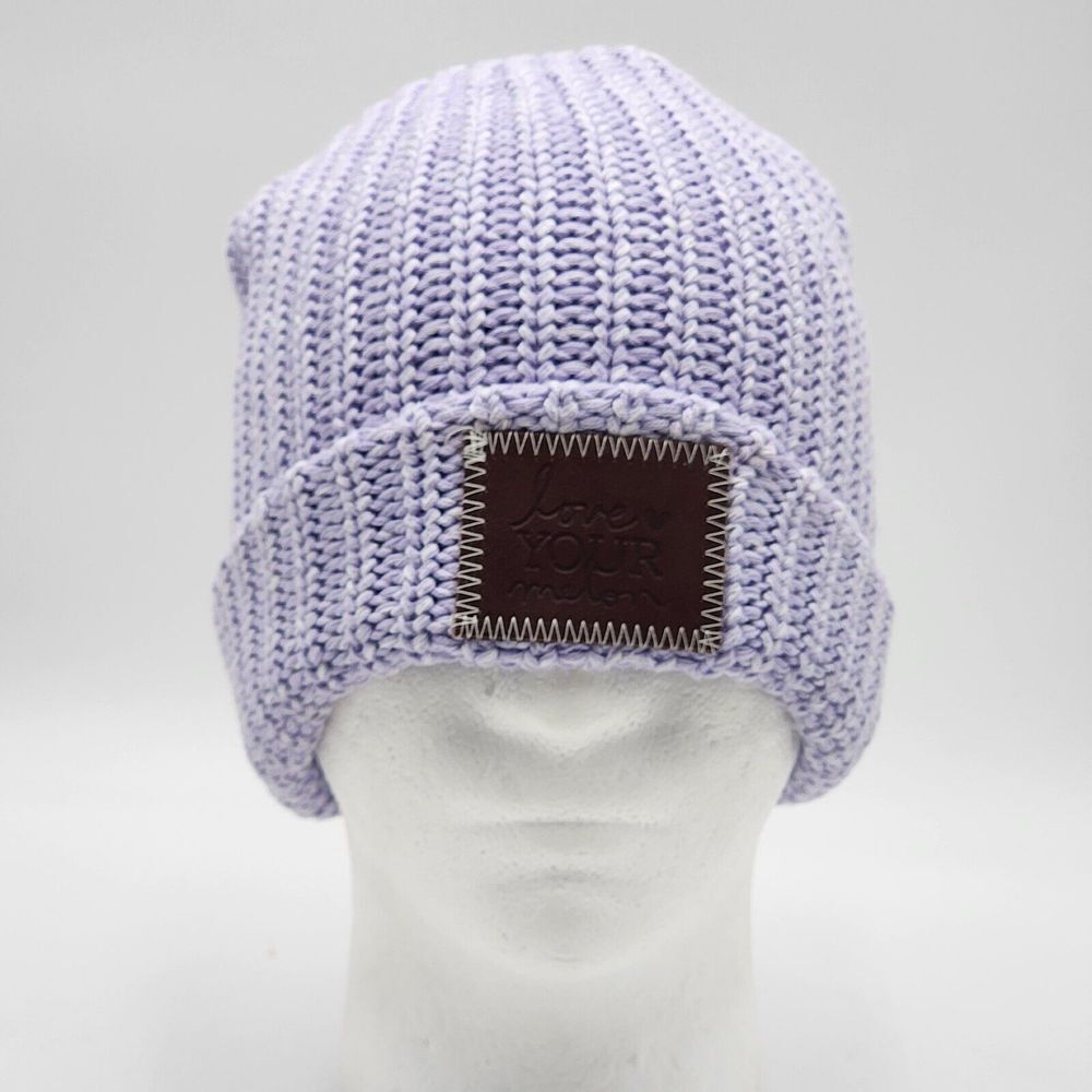 Love Your‎ Melon Women One Size Beanie Hat Light Purple Cotton Knit USA Made